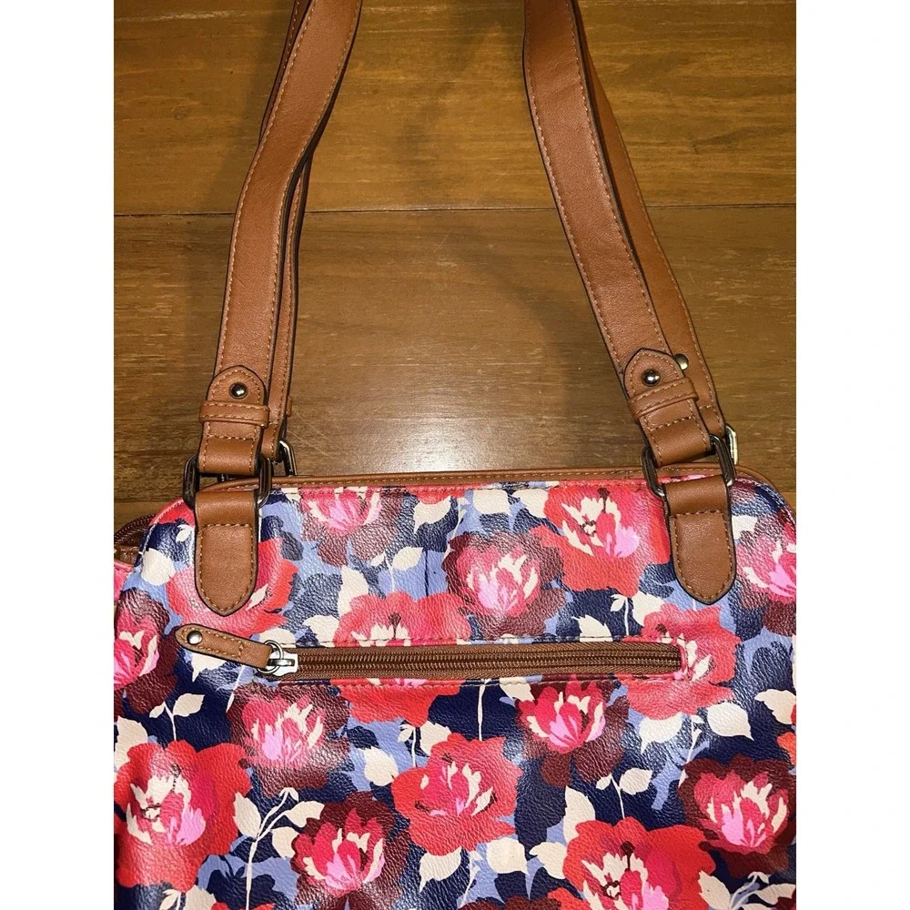 ROSETTI Jean Theory Double Handle Satchel Bag in Red Floral Multi-color‎